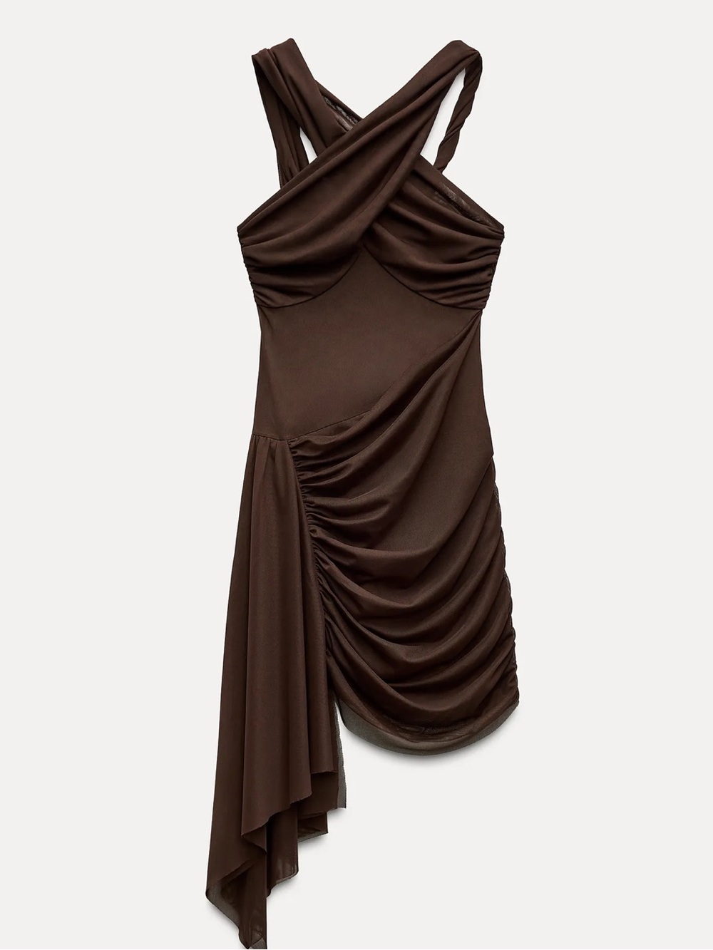 Asymmetric Draped Tulle Dress
